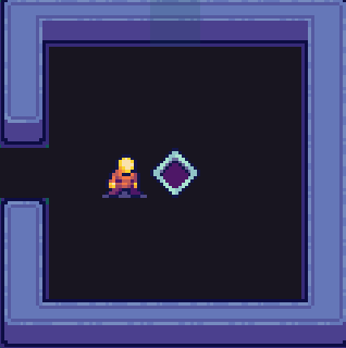 a tiny pixel-art hero pushing blocks around a dungeon room