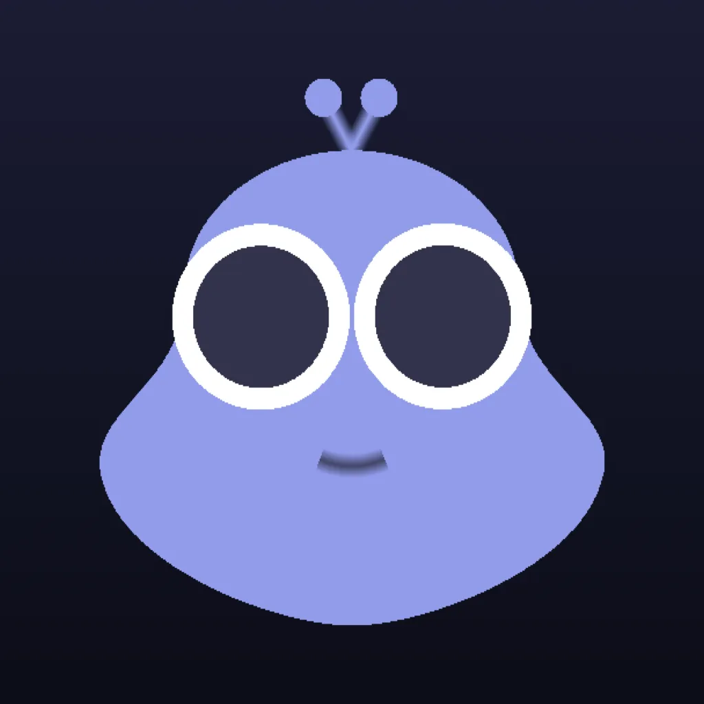 yibble: a round lavender alien with big eyes and two antennae